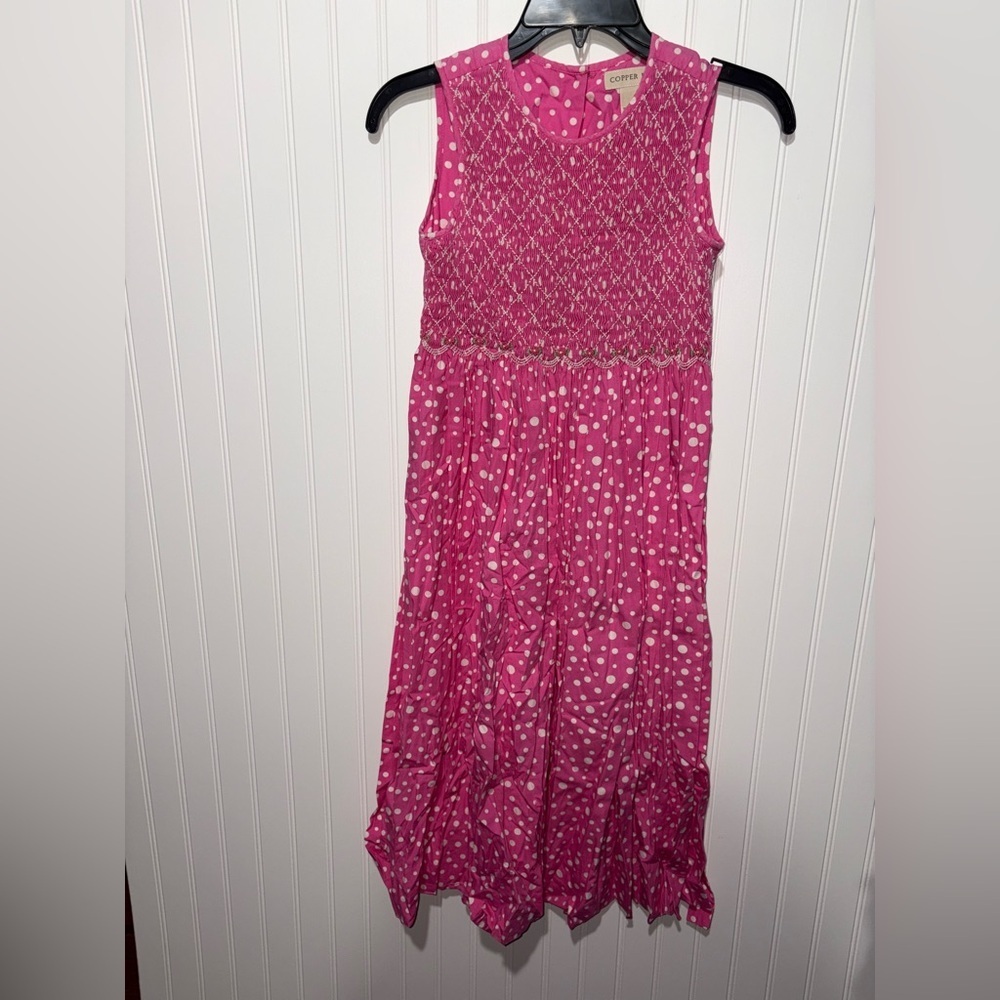 Copper Key Pink Polka Dot Kids Dress| Size 12